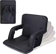 Portable Reclining Stadium Seat with Cushion and Back Support for Folding Bleacher Chairs