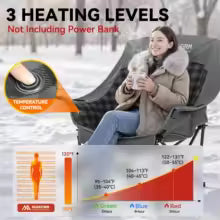 Extra-Large Heated Camp Chair for Adults – 3-Level Adjustable Heat, Fully Thick Padded Comfort, Oversized Outdoor Seating for Ca