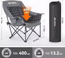 Extra-Large Heated Camp Chair for Adults – 3-Level Adjustable Heat, Fully Thick Padded Comfort, Oversized Outdoor Seating for Ca