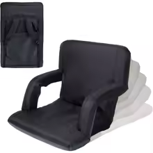 Portable Reclining Stadium Seat with Cushion and Back Support for Folding Bleacher Chairs