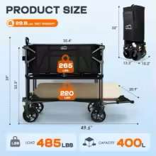 Foldable 50''L Extra Long Double Decker Wagon